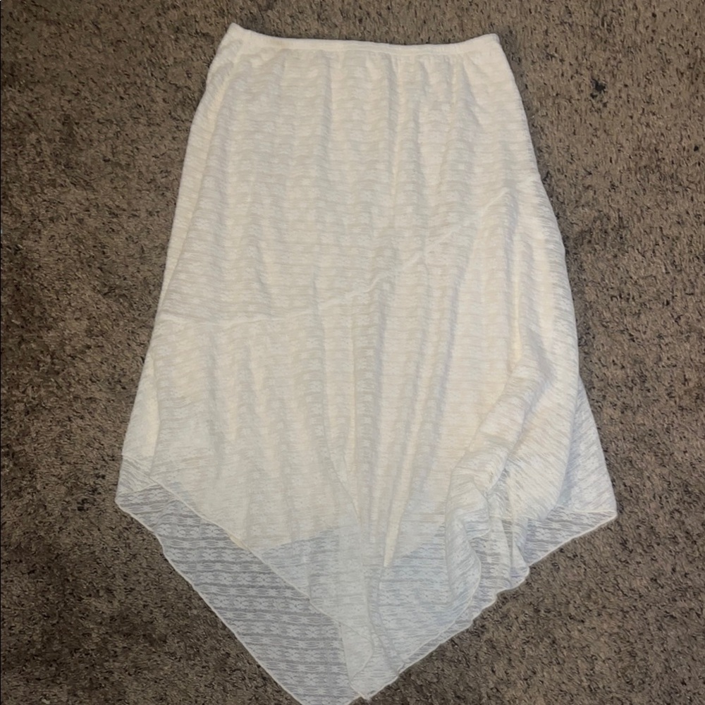 White Asymmetrical High-Low Midi Skirt